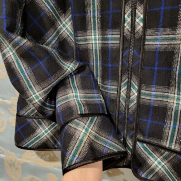 Blue Green Plaid Zip Blazer Jacket Women’s Sz 12 - Picture 7 of 12